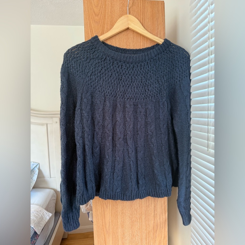 Hollister Dark Blue Cable Knit Sweater